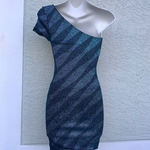 Marciano green sparkle tight mini dress